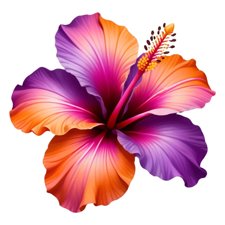 Purple pink and orange gradient hibiscus sticker