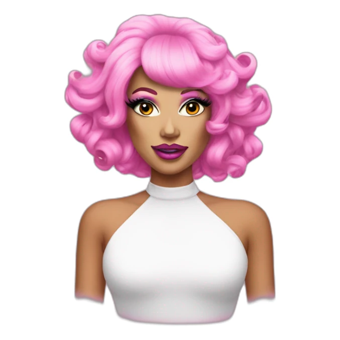 Drag Queen wearing pink wig and extravagant makeup sticker