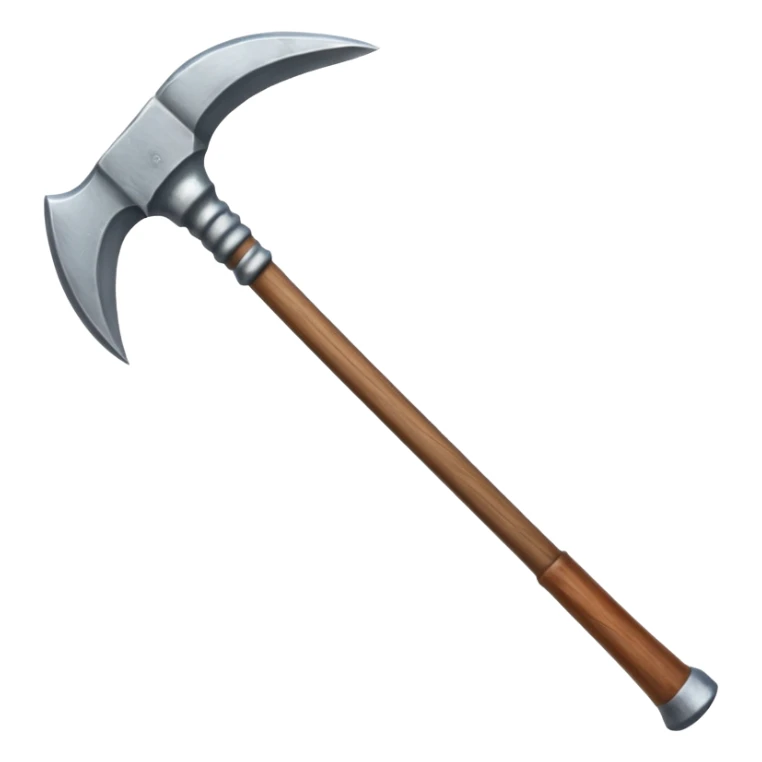 steel pickaxe with wooden handle, both ends sharp and equal, RuneScape style sticker