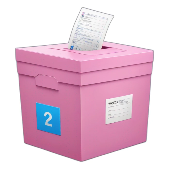 Blue ballot in a Pink voting ballot box sticker