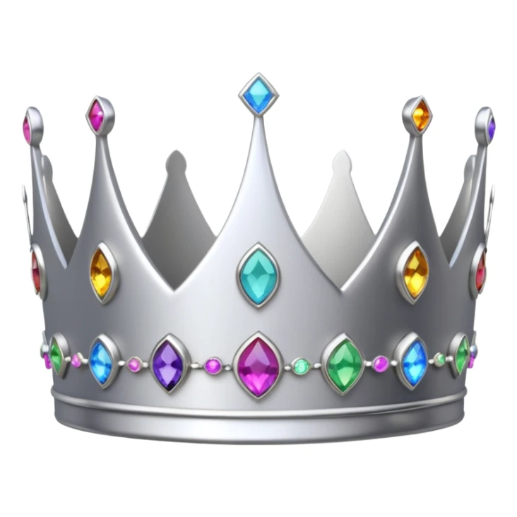 silver feminine dainty crown with rainbow gemstones sticker