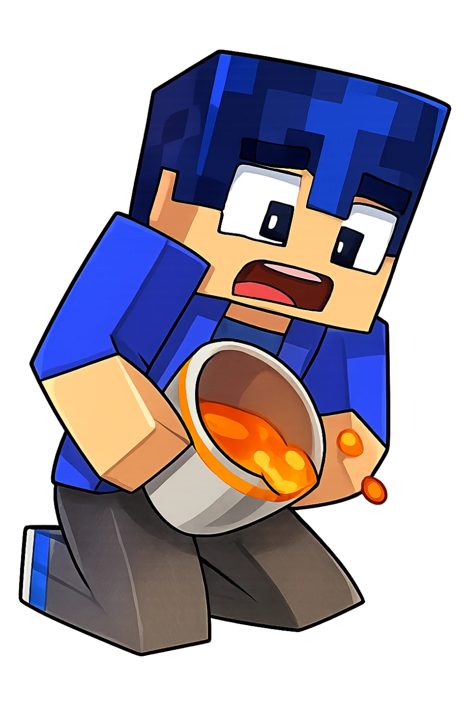 Extract the character from the background, including the clothes and accessories they are wearing, and place on a transparent background. Keep the original style and appearance exactly the same. sticker