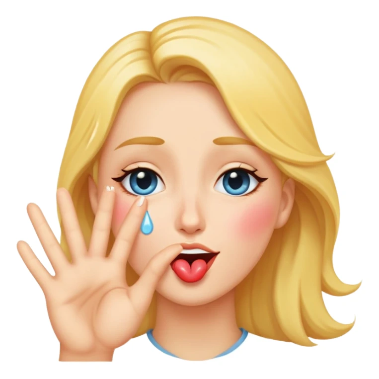 Tears of joy blowing fa kiss with peace hand next to it  sticker