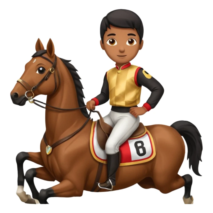 black boy riding horse wearing racing cloth black sticker