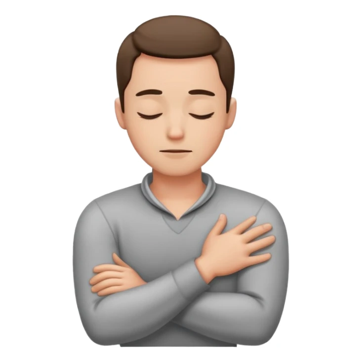 Man with arms crossed around neck, eyes closed ￼ sticker