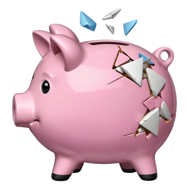 a piggy bank broken in half sticker