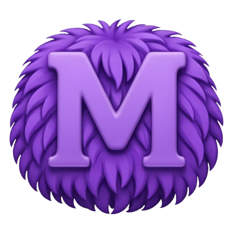 The fluffy letter M is purple in color sticker