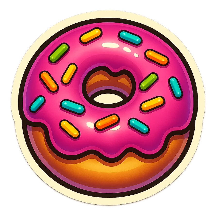 a donut in retro stickers style sticker