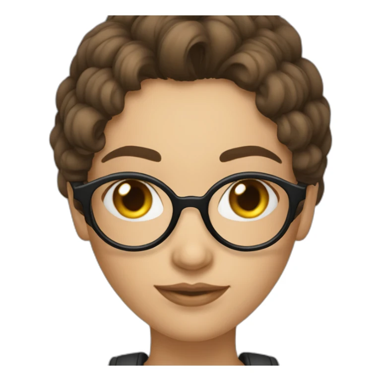 Femme brune cheveux boucles longs avec lunettes rondes sticker