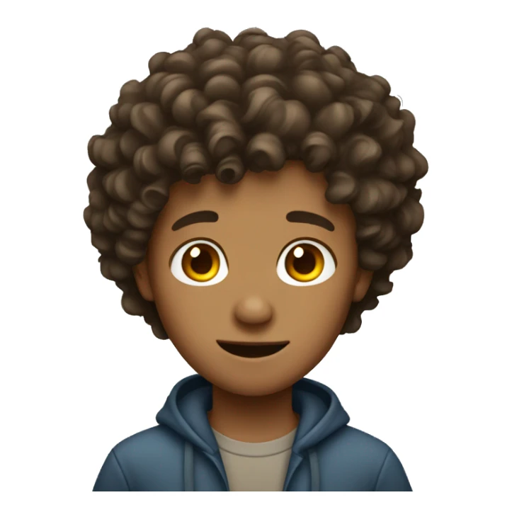 Boy with curly brown hair sticker