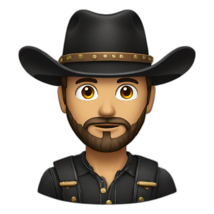 hombre con sombrero vaquero color negro y barba de candado sticker