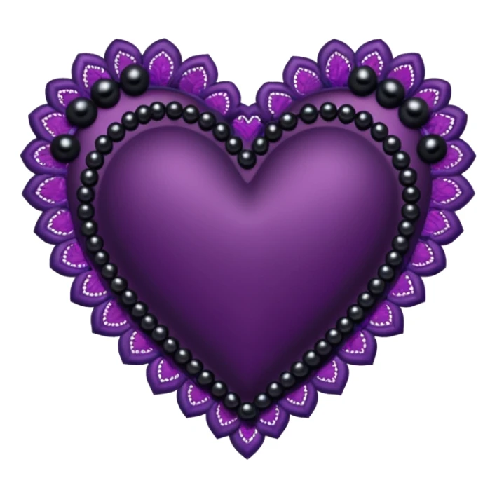 goth heart with purple lace and black pearls sticker