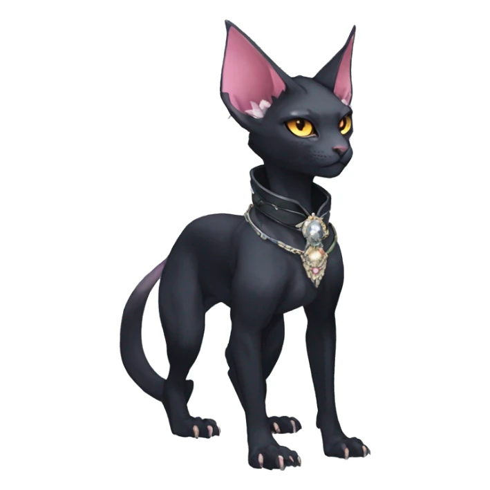 cool punk kawaii anime edgy distinguished pretty elegant beautiful fantasy black ethereal nargacuga-Noivern-sphynx-Quiana-Fakemon collar harness jewels full body sticker