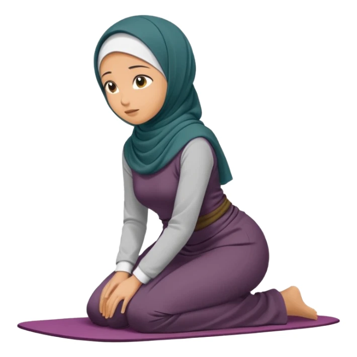 Woman Kneeling for Islamic prayer side view prostrate sticker
