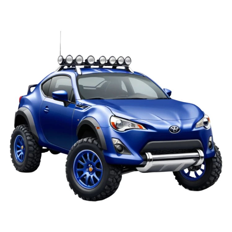 Long wheelbase widened pearly midnight snow dark blue 2nd generation 2025 Toyota 86 off-road racer chrome nerf bars and wheels  sticker