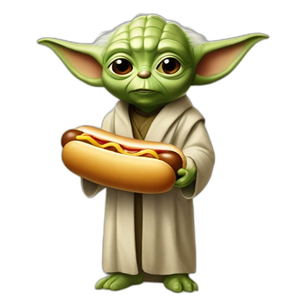 Yoda qui mange un hot-dog sticker