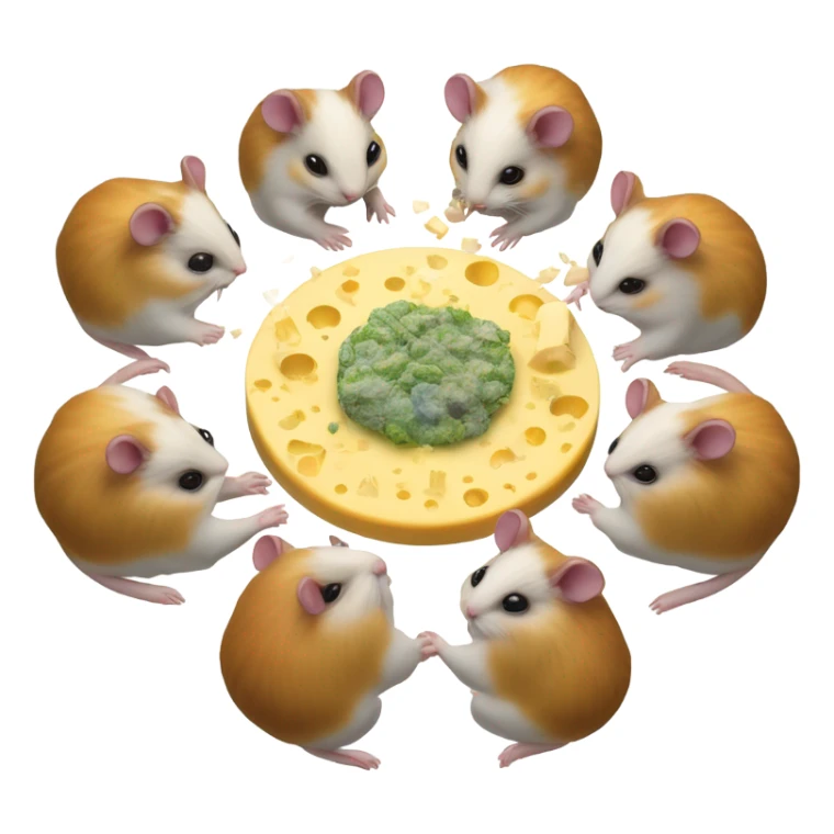 alien hamster cult with cheese and weed on ufo sticker