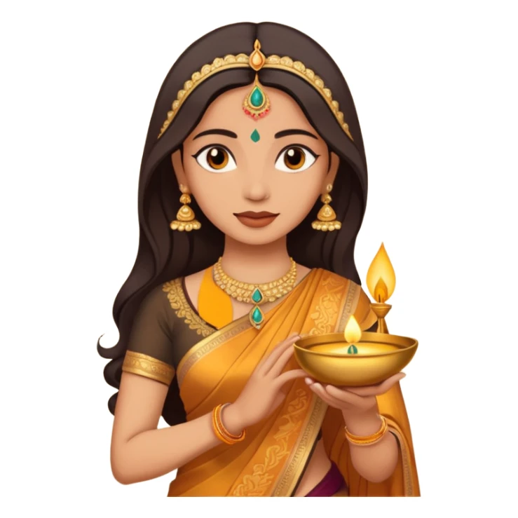 diwali woman with diwali sticker