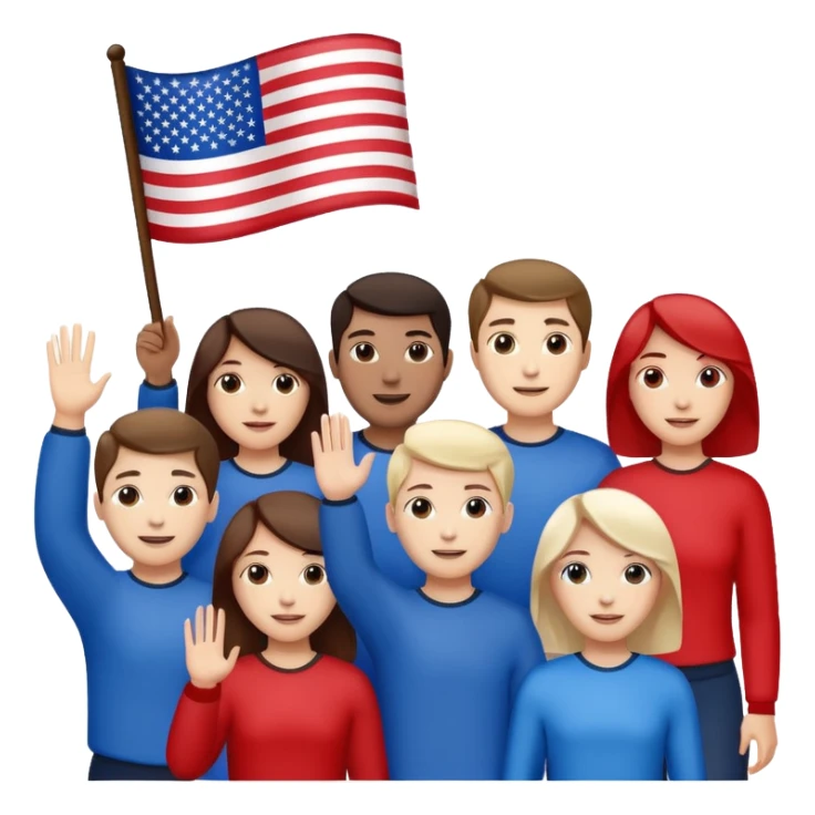 american flag hold in hands by people sticker