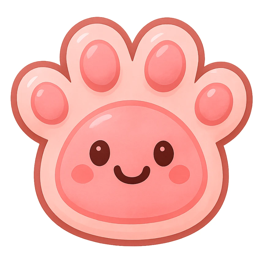 a cute and friendly pink paw print emoji sticker