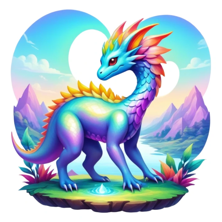 Epic divine complex iridescent aesthetic-Fakémon-creature-scenery sticker