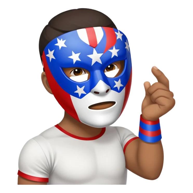 holding an empty Puerto Rican themed Lucha mask sticker