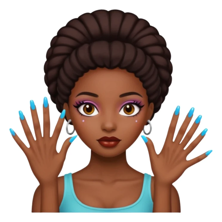 face girl with nails and cute make up black girl sticker