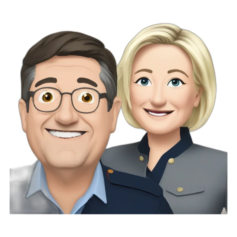 Marine Le Pen bois une vie avec Jean-Luc Melenchon sticker