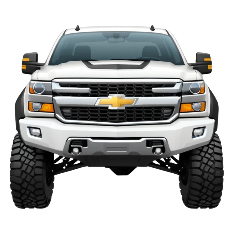  Chevrolet 2500 2022 crew cab. A ferocious truck featuring a vivid white base and black off road front bumper and chrome off road wheels. Emphasize sharp, high-contrast black streaks across the body, creating a look of aggressive, explosive energy. sticker