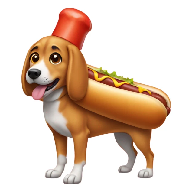 Dog wearing a hot dog costume sticker