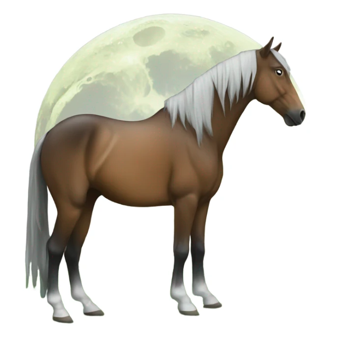 Horse on the moon eating grass sticker