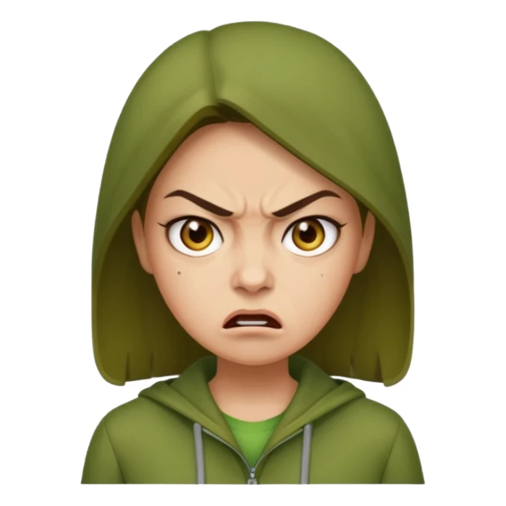 Give me a woman in green who is angry sticker