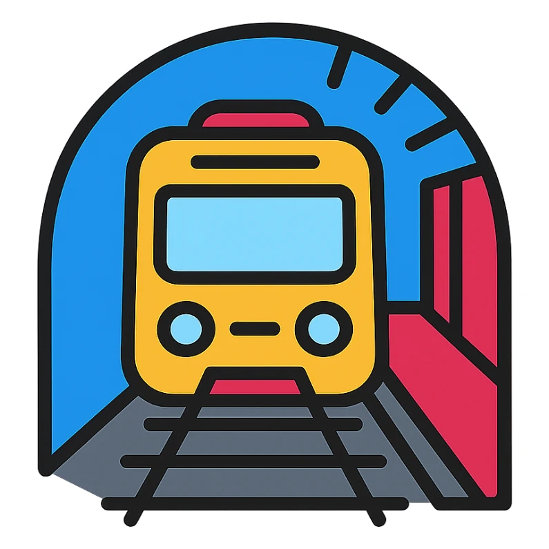 A subway train at the station in the tunnel sticker