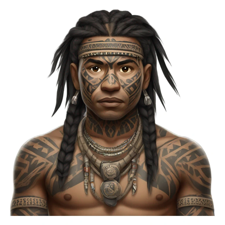 tribal warrior with tribal body tattoo sticker