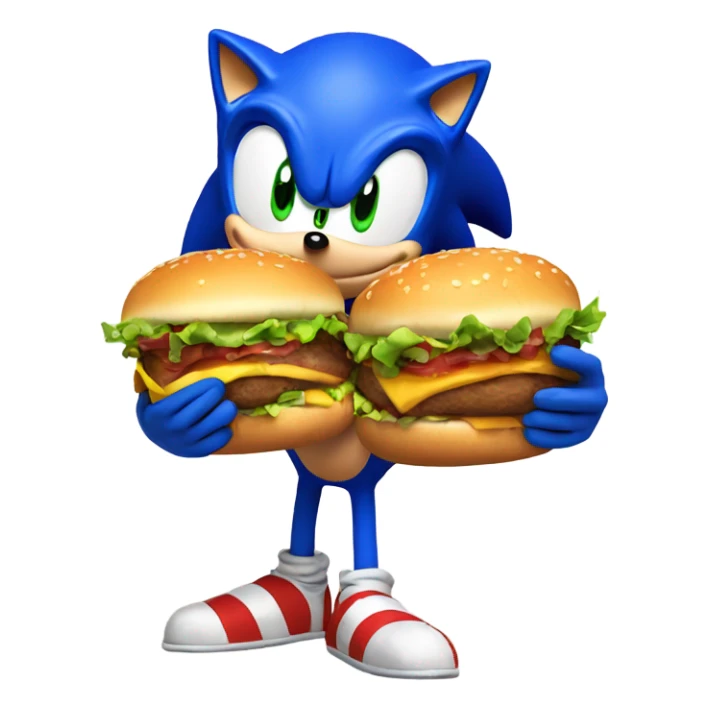 sonic the hedgehog holding one burger sticker