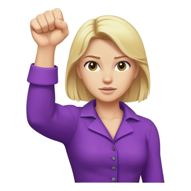 Blonde lady’s fist raising with purple clothes sticker