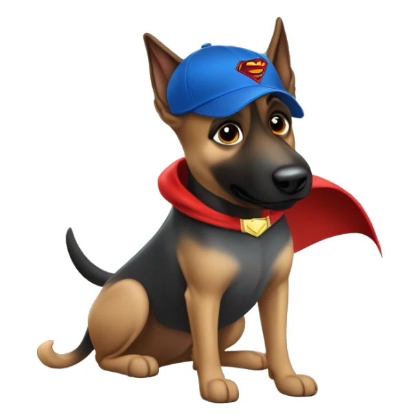 Belgian Malinois Dog Breed flying superman hero blue cap sticker