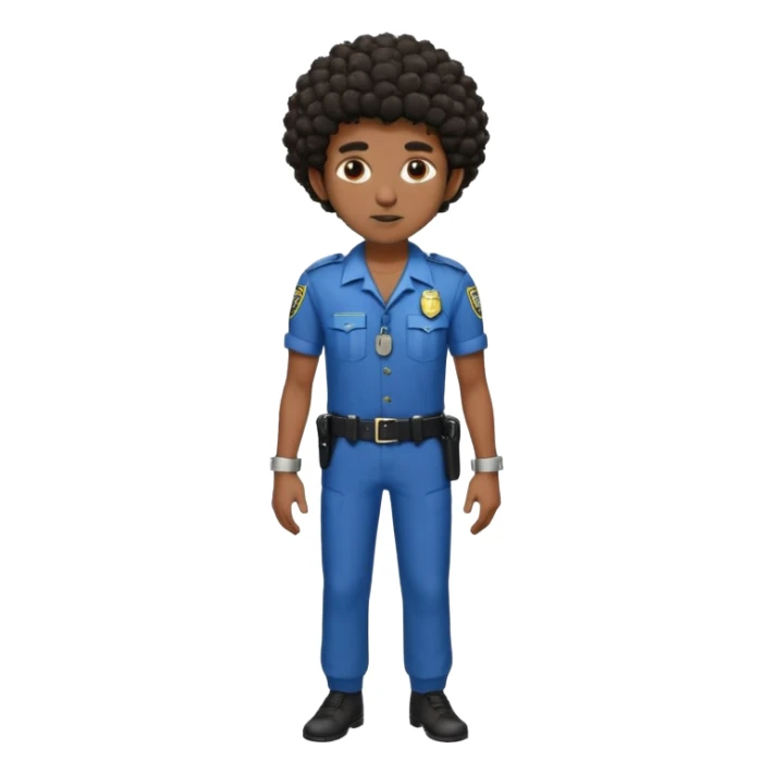 Make a dirty Indian with a short Afro that is curly hair getting arrested. Make the Indian skinny too. Give him a it support outfit not a police uniform sticker