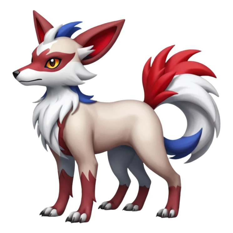 Colorful Skilled Adept Graceful Asian Painted Lycanroc-Absol-Zangoose-fusion-hybrid-creature (full body) sticker