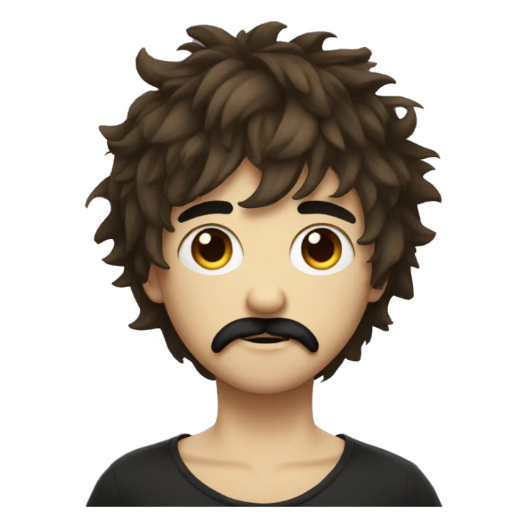 emo boy with shaggy hair and moustache sticker