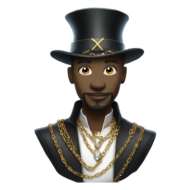 rich black magician, wearing diamond chains sticker