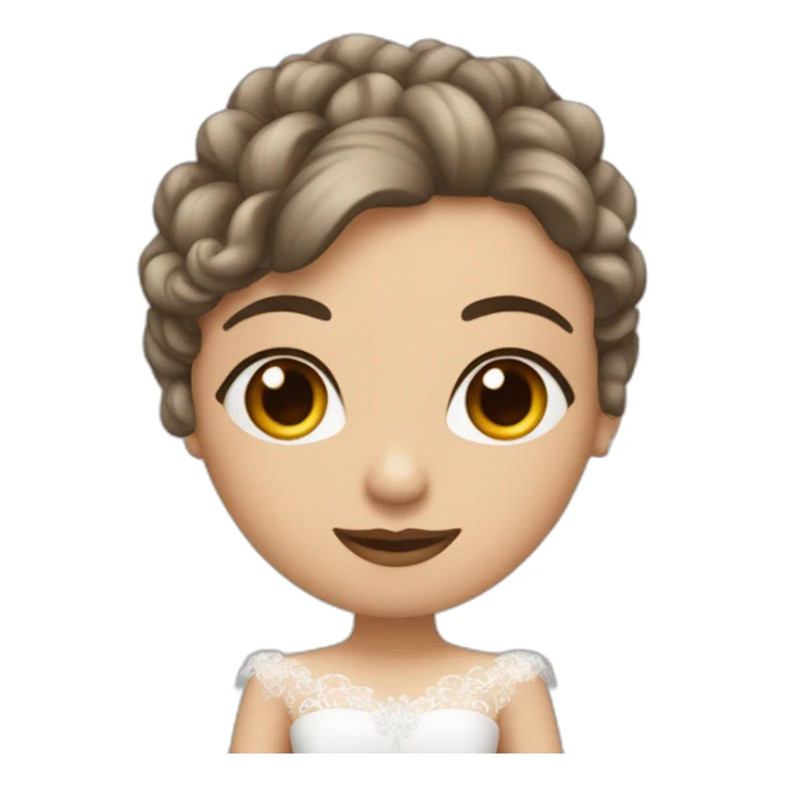 Novia castaña ojos marrones con velo de novia sticker