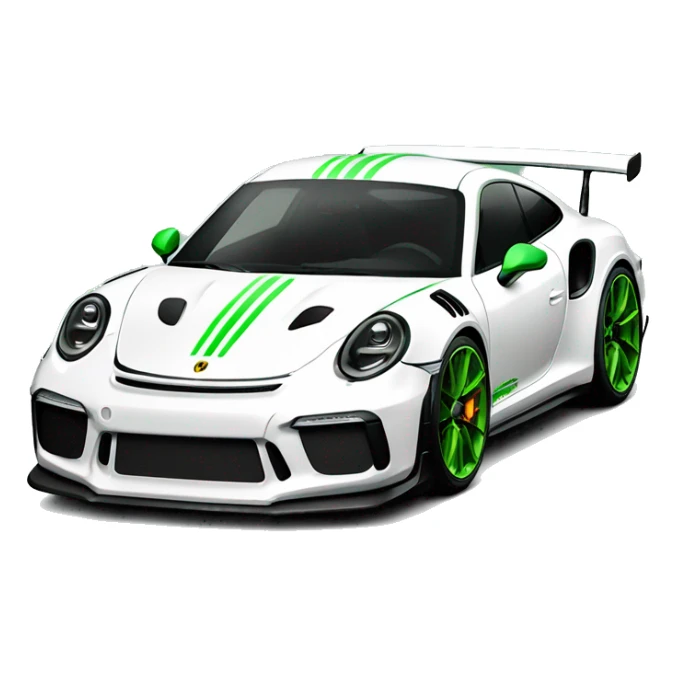 Create a 992.1 GT3 RS in white with green wheels and green details  sticker