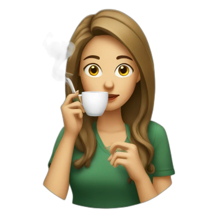 A girl smoking a sigaret and having coffee sticker