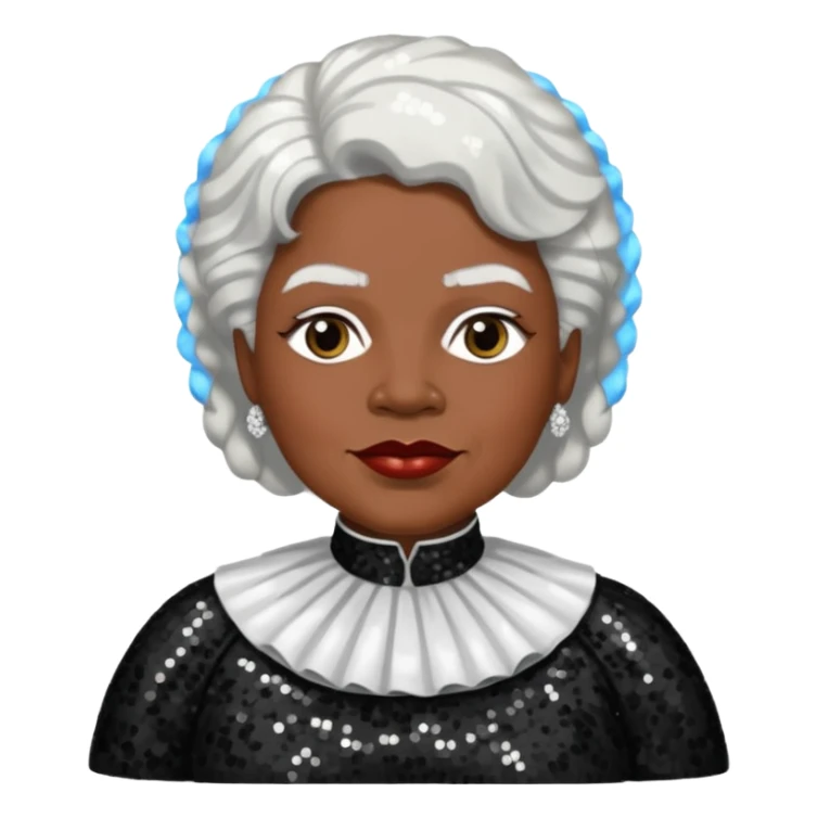 Mary McLeod Bethune with white hair, black sequin outfit  sticker