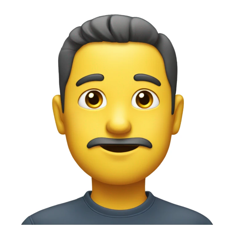 A yellow emoji with furrowed eyebrows looking upwards with thumb and index finger resting on its chin. sticker