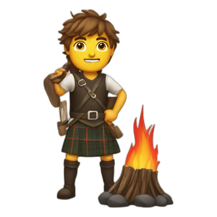 monty starting fires wearing a kilt sticker