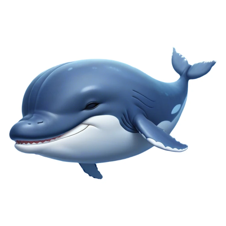 Meme-Worthy Cute Sleeping Humpback Whale Portrait Emoji, Head resting peacefully with a contented smile, showcasing an enormous blue-gray body with gently drifting pectoral fins and eyes softly closed in serene slumber, Simplified yet adorably endearing features, highly detailed, glowing with a soft, drowsy deep-sea light, high shine, relaxed and utterly lovable, stylized with an air of playful oceanic laziness, soft glowing outline, capturing the essence of a sleeping humpback whale that feels destined to become the next viral icon of adorable marine rest! sticker