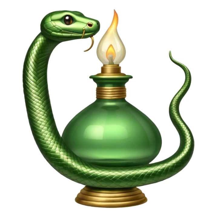 uma lamparina tradicional  com uma cobra em volta  sticker