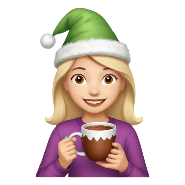 Home vibes, and girl with cacao in hands happy new year sticker